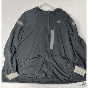 Adidas Women's Black Marathon Translucent Jacket, 4XL Pack It, Hooded Track Coat